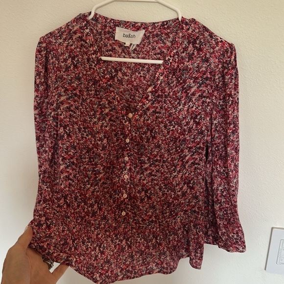 Ba&sh Beautiful Red Button-Front Blouse Size Large (US 10) french girl style - Picture 6 of 9